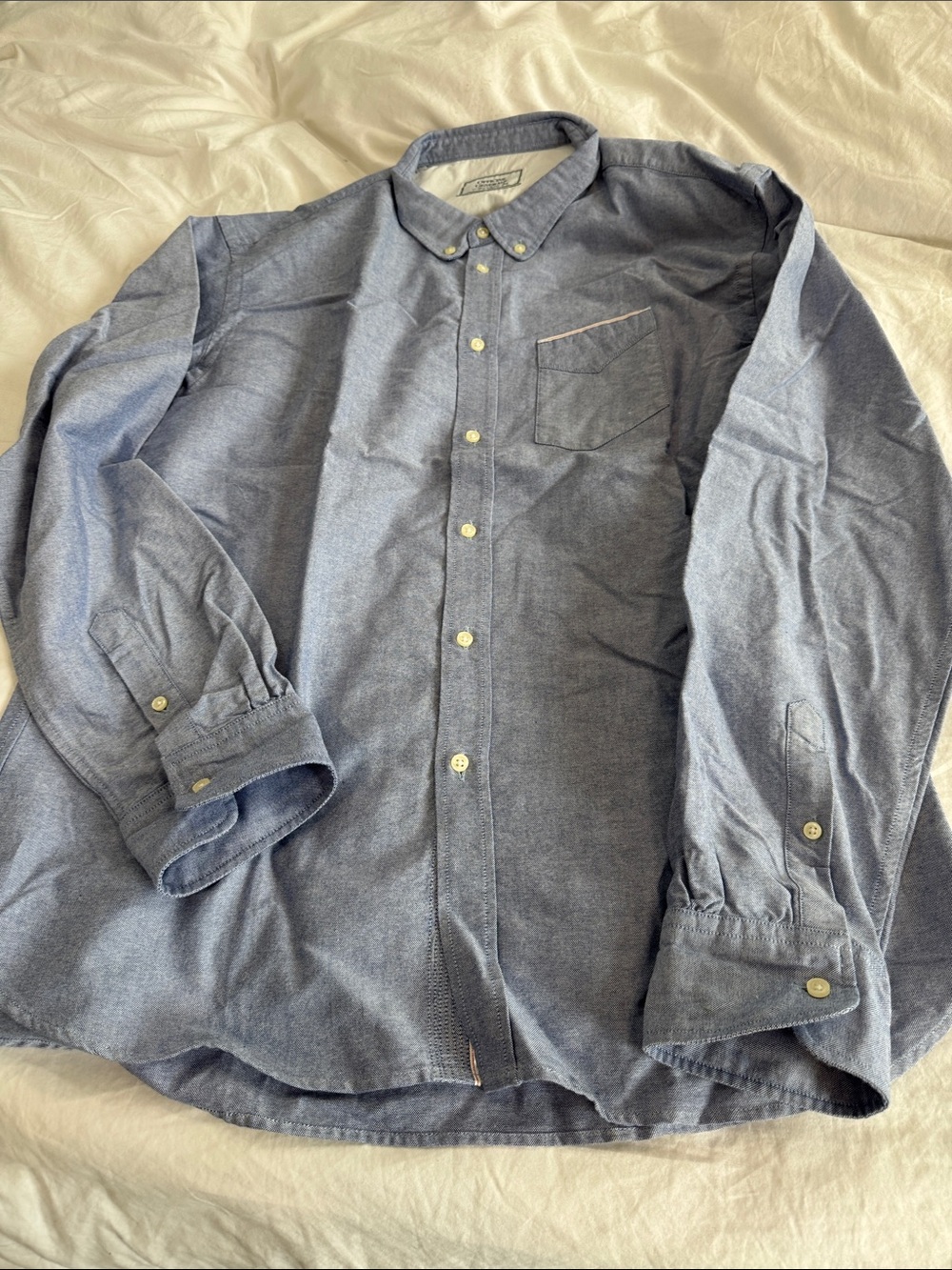 Officine Generale Blue Button-Down Oxford Shirt